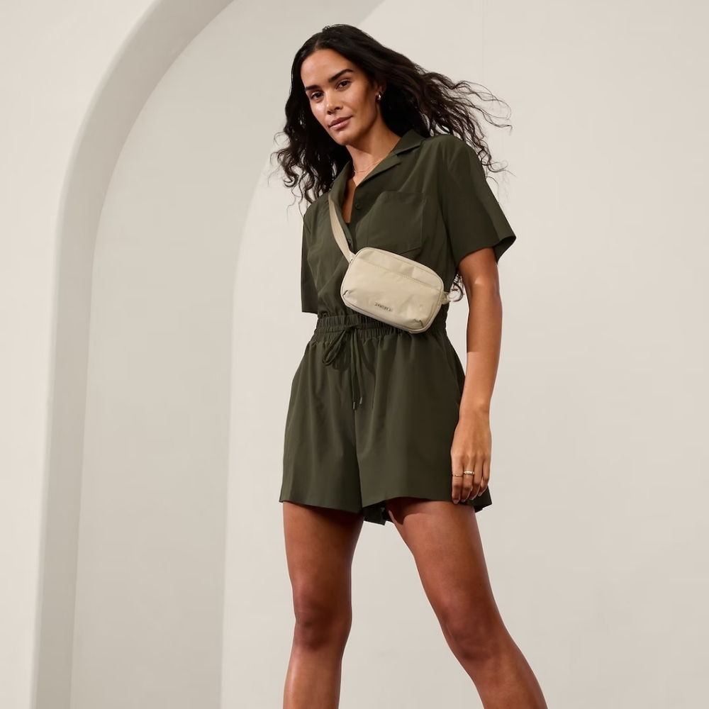 Athleta Avenue Romper Aspen Olive New Small
